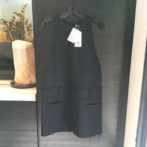 H&M (16) Black Sleeveless Romper Dress with Raw Edge Detail
